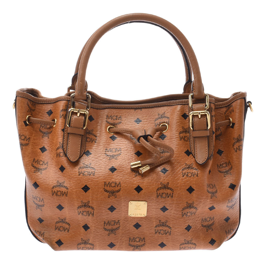 MCM Visetos Bag Cognac Leather Handbag